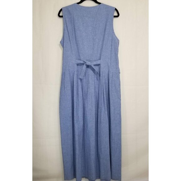 Vintage LANZ Embroidered Cottagecore Prairie Dress Blue Size 14 Pleated Skirt - Picture 2 of 11